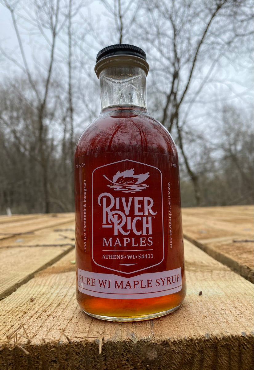 Pure WI Maple Syrup 16oz Bottle River Rich Maples